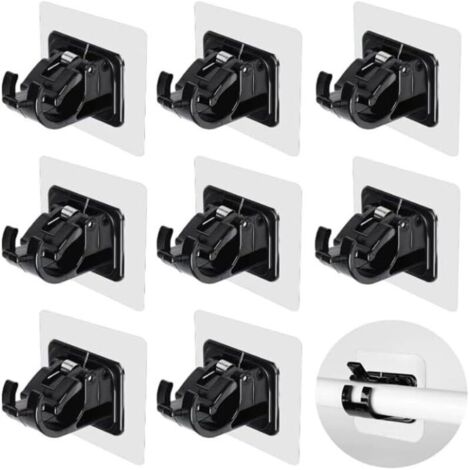 KZQ Set di 8 supporti per asta tenda, senza fori, autoadesivi, adatti per cucina, tendaggi, bagno e camerata.