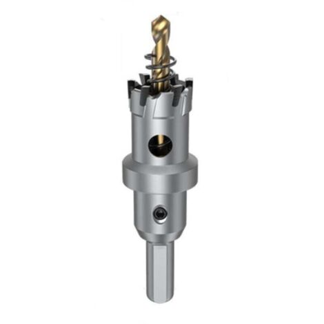KZQ Sierra de corona para metal de 22 mm, cortador de coronas TCT con brocas piloto, broca de carburo cementado de alta resistencia para hierro, acero inoxidable, plástico y cobre.