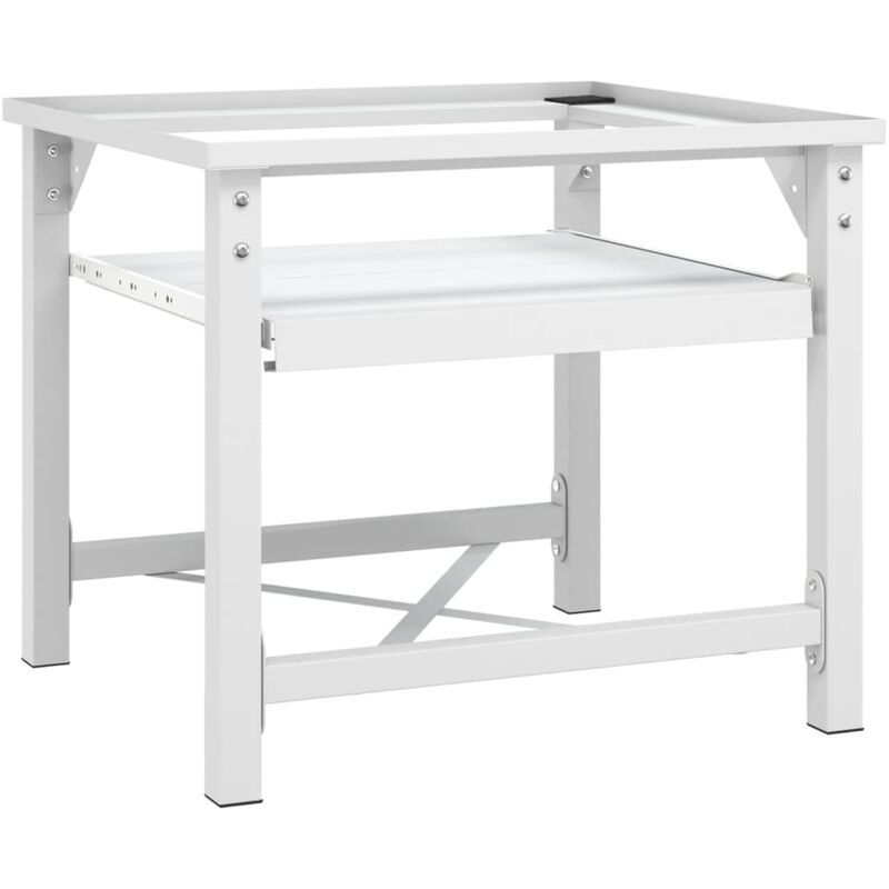 KZQ - Socle pour machine à laver avec étagère coulissante Blanc