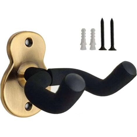 KZQ Soporte de pared para guitarra, paquete de 2, seguro y elegante, gancho de pared para bajos acústicos y eléctricos (paquete de 2), color bronce
