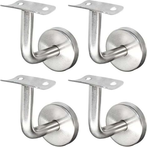 KZQ Soporte de pasamanos de acero inoxidable 304 para barandilla de escalera, montaje en pared, barandilla de madera, color plateado (4 piezas)