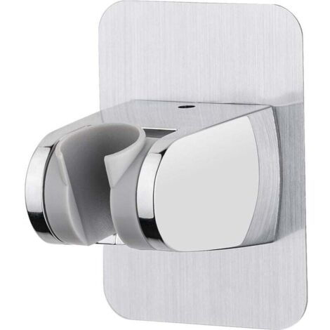 KZQ Soporte para cabezal de ducha, ajustable, sin perforaciones (45°), universal, para ducha de mano, para pared, cromado y plateado.