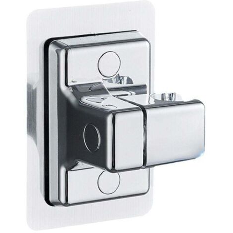KZQ Soporte para cabezal de ducha de mano, montaje en pared, ajustable, adhesivo fuerte para baño, sin perforaciones, resistente al agua (plateado)