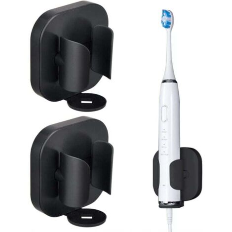 KZQ - Soporte para cepillos de dientes eléctricos (2 unidades), autoadhesivo, para pared, para baño (negro)