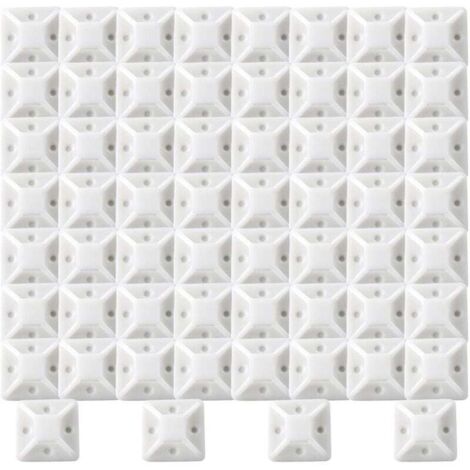 KZQ Soportes adhesivos para bridas de cables, 100 piezas (20 mm x 20 mm), bridas adhesivas, bridas autoadhesivas, soporte de plástico para bridas, soporte blanco para bridas de cables