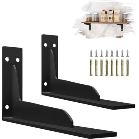 KZQ - Soportes de pared para estantes de hierro de alta resistencia (2 unidades, 14 cm, en forma de L)