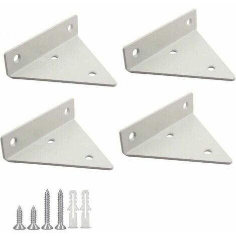 KZQ - Soportes flotantes para estantes (4 unidades), diseño triangular de metal, para pared, con 16 tornillos, para sala de estar, dormitorio y baño, color blanco