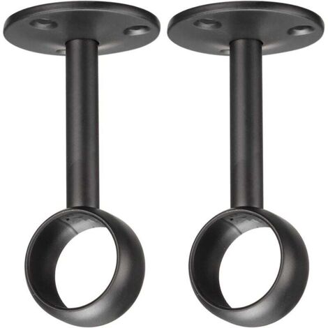 KZQ Soportes para barra de cortina, soporte de acero inoxidable de 1,28 pulgadas para armario, soporte de techo, color negro, 2 unidades