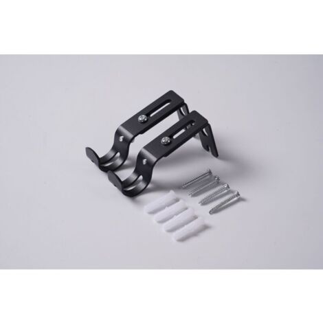 KZQ Supporto da parete regolabile per aste per tende, set da 2, nero