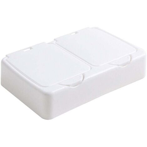 KZQ Tabla de cortar. Caja de almacenamiento de escritorio. Pequeña caja de plástico blanca con tapas para guardar artículos pequeños, cuentas, tapones para los oídos y joyas en la oficina.