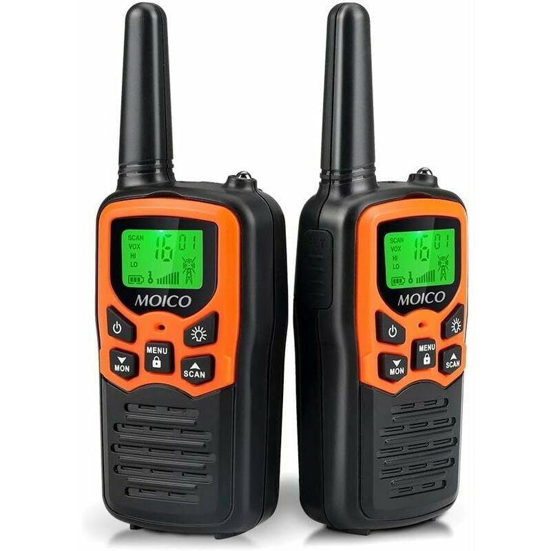 Talkies-walkies longue portée pour adultes avec 22 canaux frs, talkie-walkie familial avec lampe de poche led écran lcd vox pour randonnée, camping