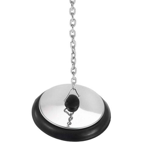 KZQ tapones de desagüe universales para bañera con cadena de bola metálica larga y anilla para colgar, tapón de fregadero cromado y de goma, tapa de desagüe y filtro de repuesto.