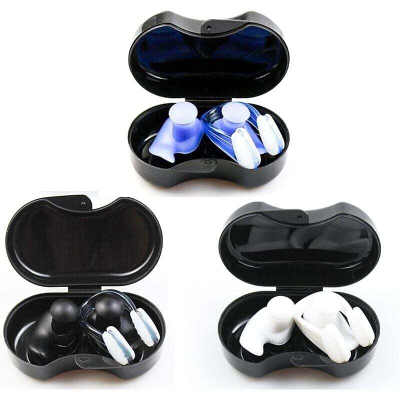 Image of Tappi auricolari riutilizzabili in silicone impermeabile per il nuoto con clip nasale e protezione nasale per nuoto, surf, snorkeling, doccia e