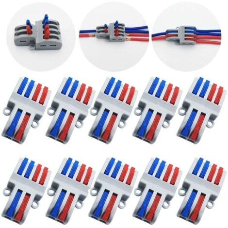 KZQ Terminales de conexión, conector eléctrico rápido SPL-42 (10 unidades), tuerca de palanca para cable, conector compacto (2 entradas, 4 salidas)