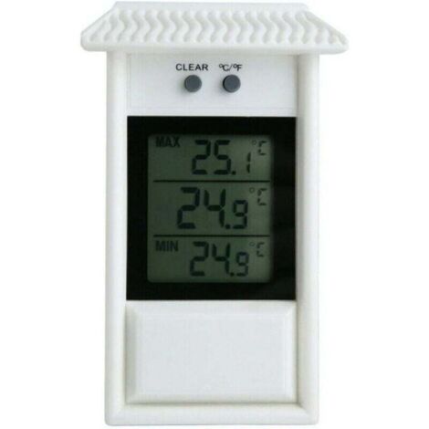 KZQ Termómetro digital para invernadero, montaje en pared, resistente al agua, temperatura máxima y mínima para interior y exterior (blanco)