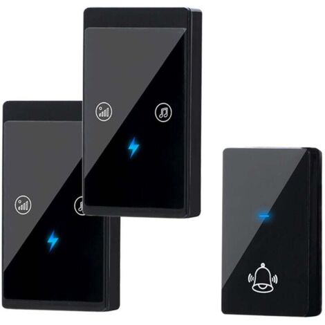 KZQ Timbre inalámbrico, timbre inalámbrico resistente al agua, kit de timbre inalámbrico para puerta de entrada con 1 transmisor y 2 receptores, luz indicadora LED, 56 melodías fuertes, alcance in