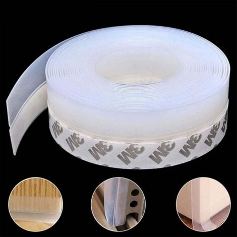 KZQ Tira de sellado de silicona autoadhesiva para puertas y ventanas, 5 m x 3,5 cm. Protección contra el agua, insectos y ruido (transparente).