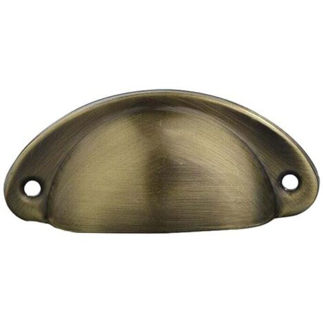 KZQ - Tirador de cajón semicircular retro para gabinete de cocina, 10 piezas, herrajes para muebles antiguos, bronce cepillado