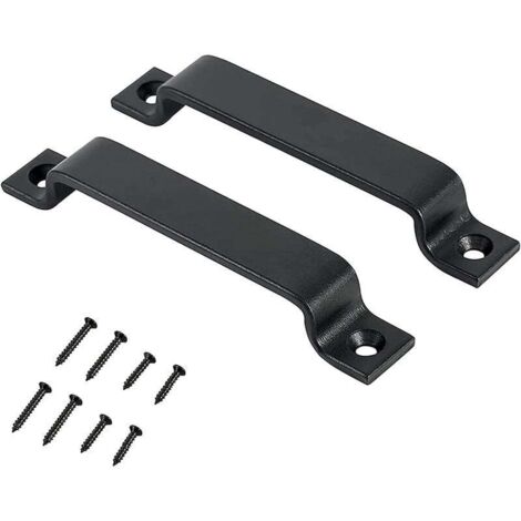 KZQ Tirador para puerta de granero Tirador de acero negro macizo Tirador para puerta corrediza en negro o acero inoxidable Incluye tornillos