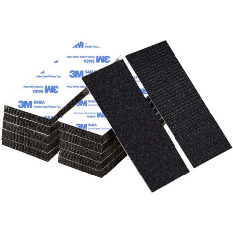 KZQ Tiras adhesivas de doble cara para rascar, 10 pares de tiras adhesivas extrafuertes de velcro de 1,6 cm x 10 cm, color negro, resistentes, para colgar en la pared sin necesidad de taladrar, pa