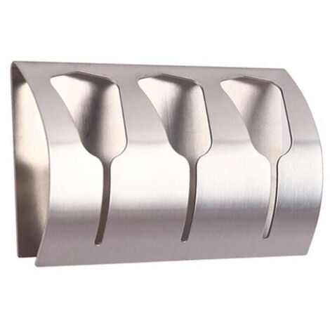 KZQ Toallero adhesivo para baño y cocina con 3 ganchos de acero inoxidable cepillado.