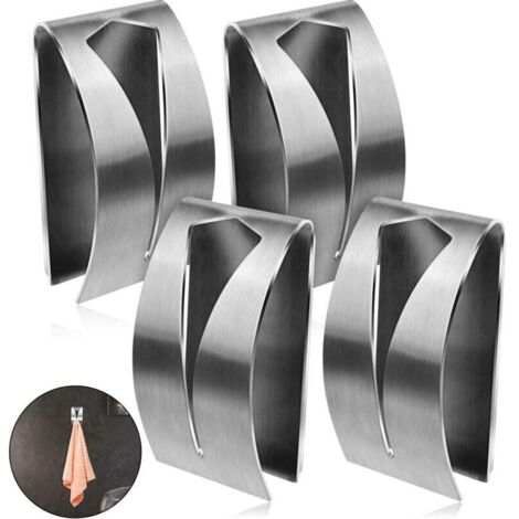 KZQ - Toallero autoadhesivo de acero inoxidable para cocina, gancho para toalla de pared, sin perforaciones, para baño y cocina