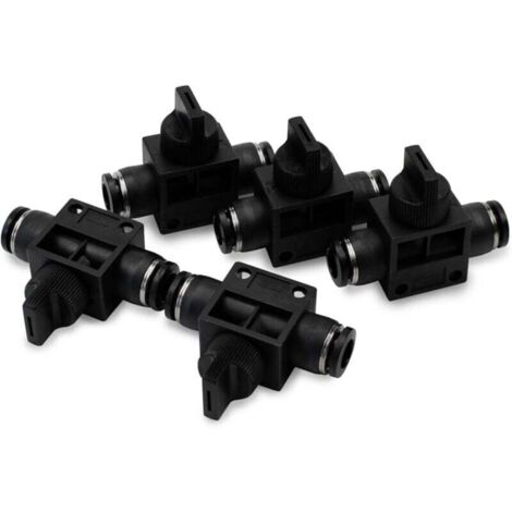 KZQ Válvula de bola de control de flujo de aire, tubo de 8 mm de diámetro exterior, 5 unidades, unión neumática recta, conexión a presión