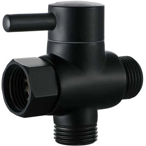KZQ Válvula de corte para columna de ducha, cabezal de ducha de 1/2", cabezal de ducha en T para inodoro (negro)