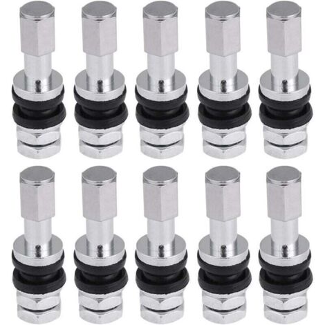 KZQ Vástago de válvula de neumático, 10 unidades TR43E de metal para coche, camión, motocicleta, sin cámara, con tapa antipolvo