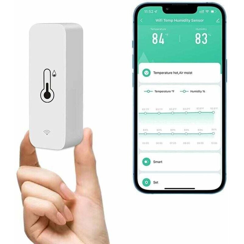 Image of KZQ WLAN-Thermometer/Hygrometer-Sensor, kabelloser Heimmonitor, Fernüberwachung, Datenspeicherung