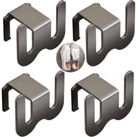 KZQ Zapatero de pared de 4 piezas con soporte para zapatillas. Estante para zapatos de pared, instalación sin perforaciones en entradas, baños, etc. (gris carbón).