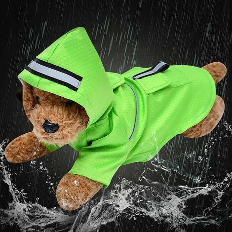 KzTdtv 1 pièce Manteau de pluie pour chien avec capuche imperméable et réfléchissant, pour les promenades sèches et sres, texture de football, terrain pour chien et vacances (convient pour 9 à 12 kg