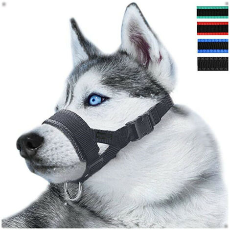 (L, Black) Adjustable Nylon Dog Muzzle, Anti-Bark and Anti-Bite