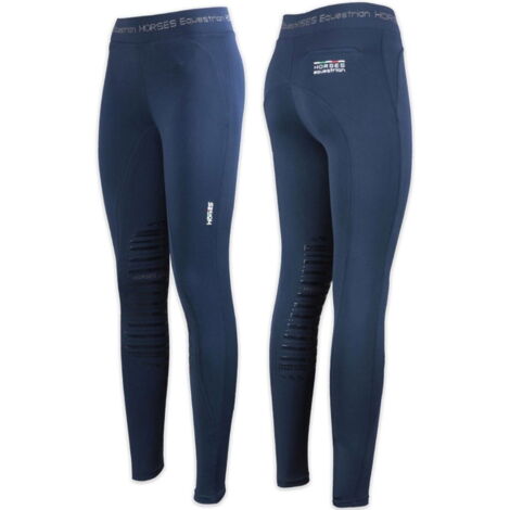 L, Bleu: Leggings d'équitation pour femmes Chevaux modèle Lyanna