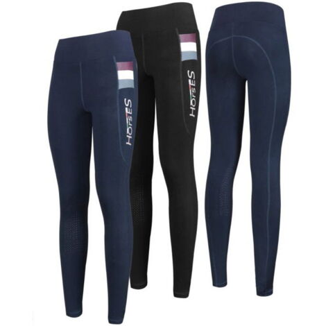 L, Blu: Leggings da donna per equitazione in tessuto tecnico modello NIKITA