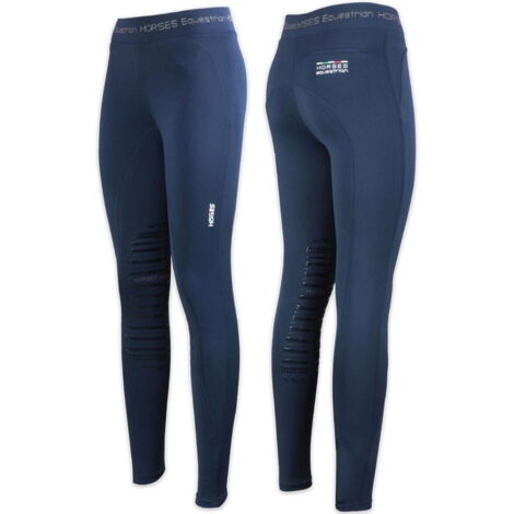 L, Blu: Leggings da equitazione donna Horses modello Lyanna