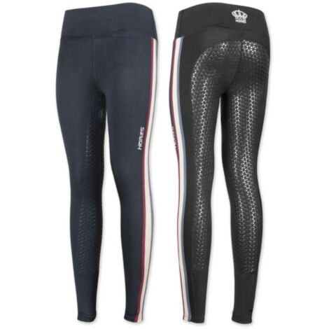 L, Blu: Leggings da equitazione Horses Amber Full con grip