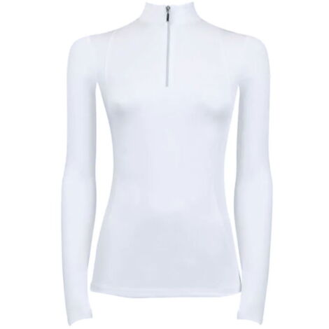 L, Blu: Maglia concorso a manica lunga da donna modello Ester con zip e collo alla coreana