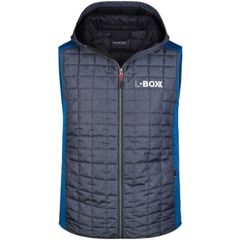 L-Boxx Herren Hybrid Strickfleece Gilet Weste - royal melange / anthracite melange Größe L