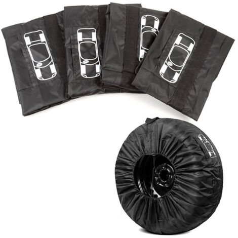(L) Ensemble de 4 housses de pneus noires de haute qualité, pour tous types de pneus jusqu'à 8 pouces