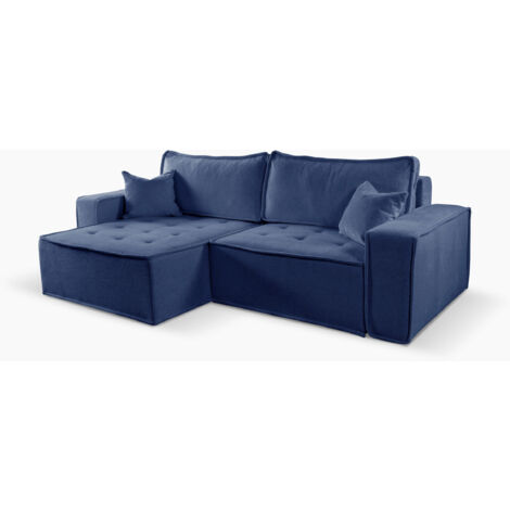 L-förmiges Bohoo-Ecksofa mit Schlaffunktion Blau Links