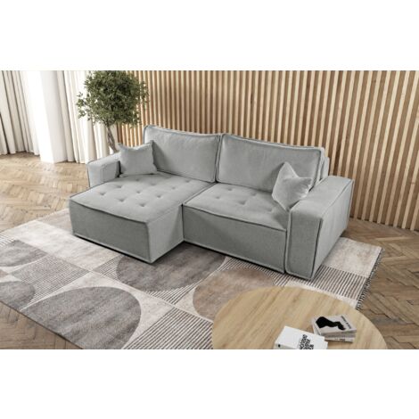 L-förmiges Bohoo-Ecksofa mit Schlaffunktion Dunkelbeige Links