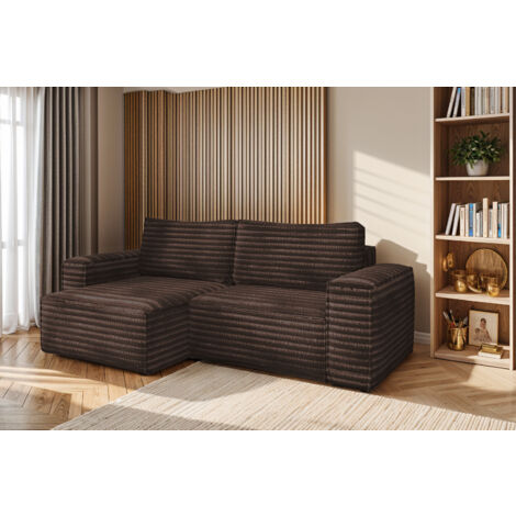 L-förmiges Bohoo-Ecksofa mit Schlaffunktion stoff Velo Braun Links