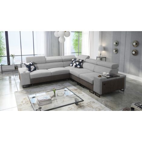L-förmiges Ecksofa mit Schlaffunktion MELODY III, modern, luxuriös,  Tauro/Freya Graphit/Grau Rechts