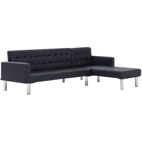 L-förmiges Schlafsofa Schwarz Kunstleder vidaXL - Schwarz