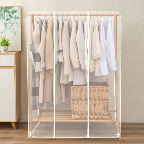 L - Housse transparente pour porte vêtements, anti poussière, avec 2 fermetures éclair durables-protection ét