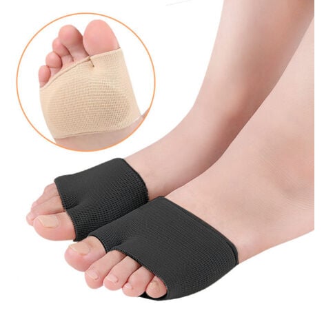 SERBIA L-Metatarsal Sleeve Pads, Metatarsal Pads, Vorfuß-Pads mit Sem Gel Pads, Halbsocke zur Linderung von Metatarsalgie, Fußschmerzen (2 Stück, Schwarz)