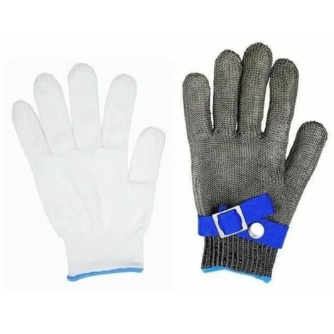 (L) Metzgerhandschuh, Edelstahl-Kettengeflecht, schnittfest, hohe Leistung, Schutzstufe 5, Größe (kein Paar)