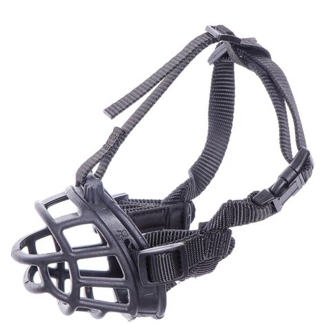 L: Museruola in silicone regolabile con cinturino in nylon per cani