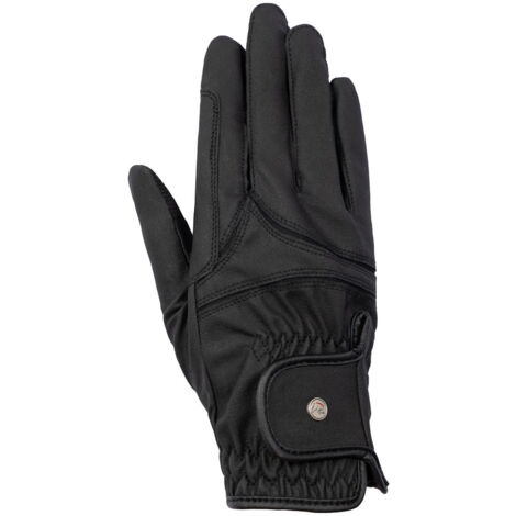 L, nero: Guanti per equitazione da uomo modello Liam con inserto elastico compatibile con il touchscreen
